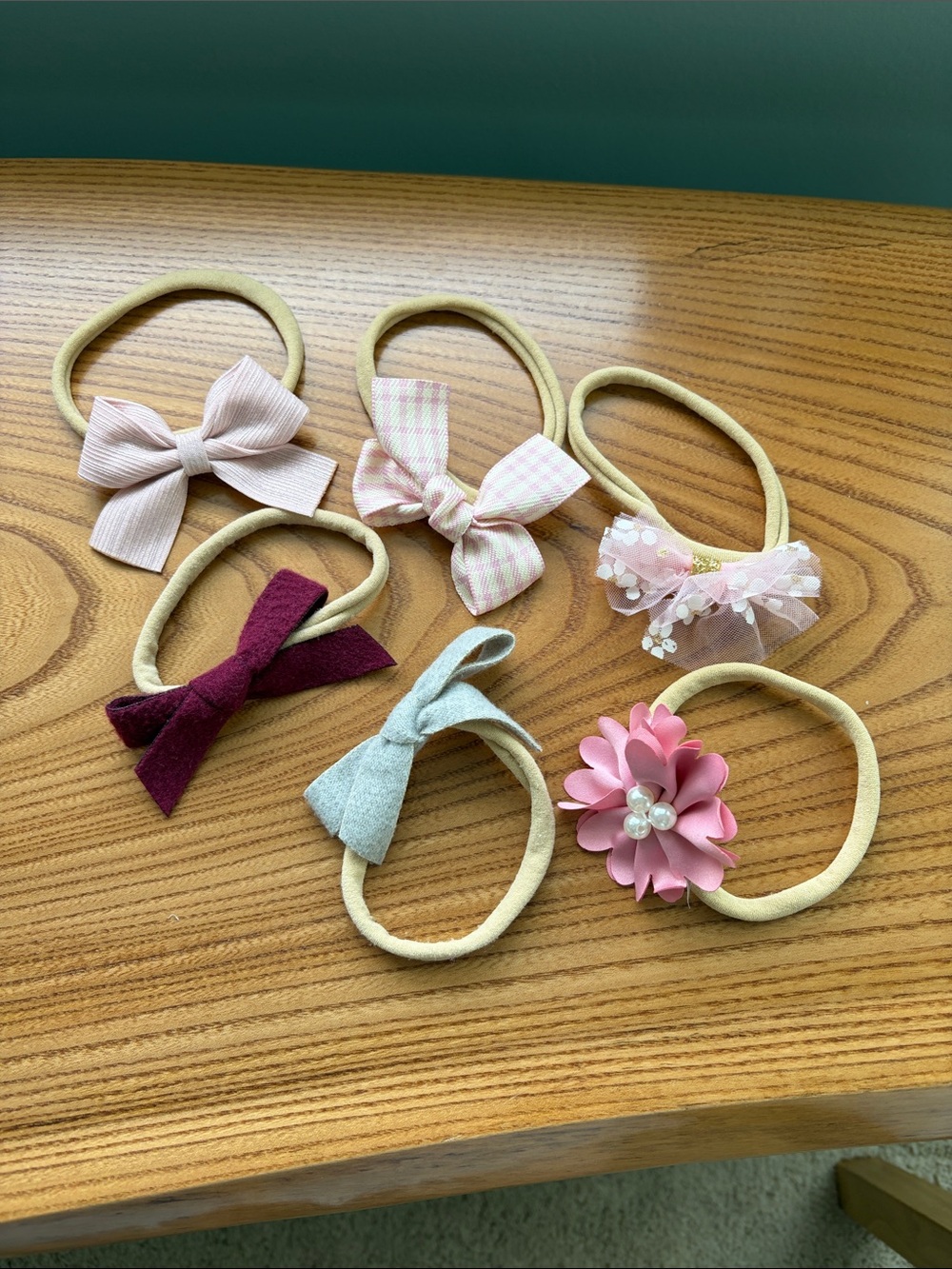 Baby Girls 6-Pack Bow & Flower stretchy headbands Pink Mix